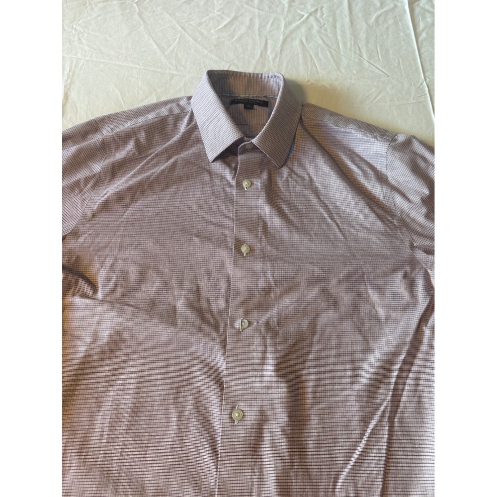 Banana Republic Dress Shirt Mens Medium Purple White Micro-Check Long Slv - Picture 4 of 13